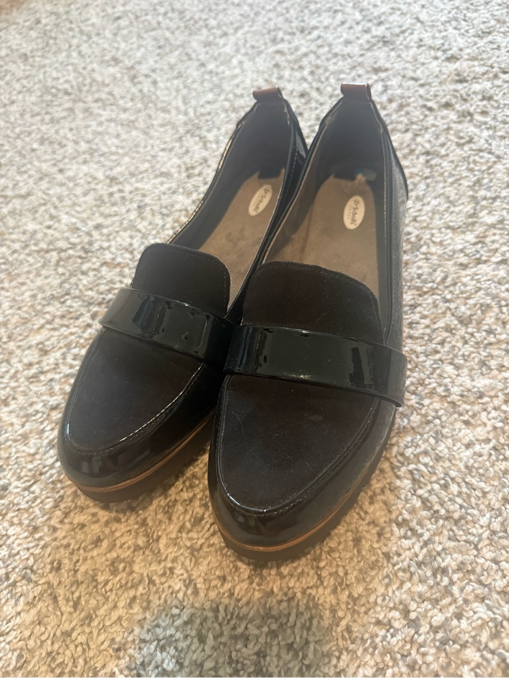 Dr. Scholl's Black Patent & Suede Loafers